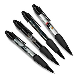 DV DESIGN Set of 4 Paintball Black Ballpoint Pens - Shooting Game Fun Party Birthday Hobby Love Student Job Boys Girls Men Women Theme Pen #79387