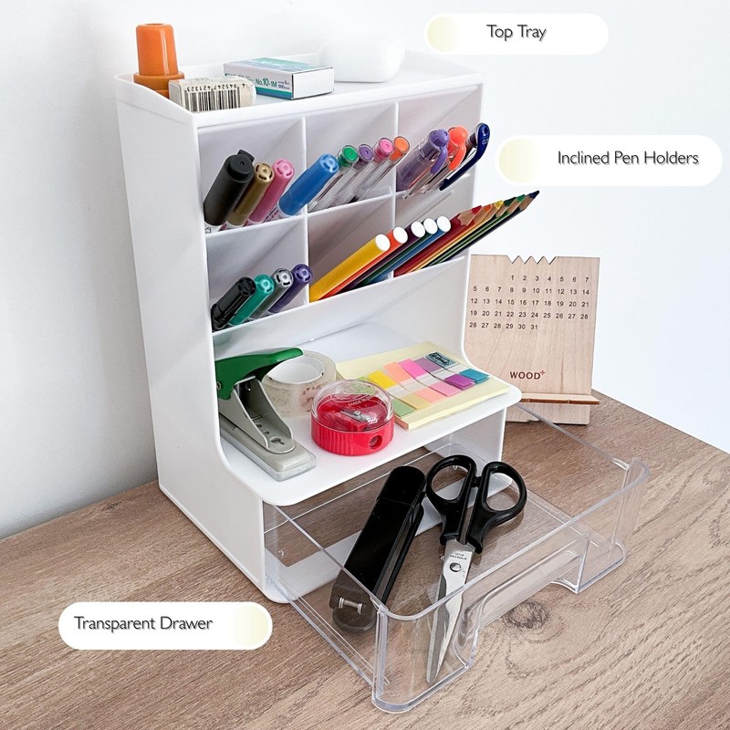 ADVEXGP Desk Tidy Organiser, Pen Holder with Drawer, Stationery &