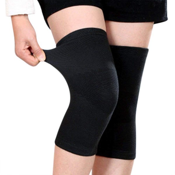 (One Pair) Bamboo Fabric Knee Sleeves for Knee Support, Circulation Improvement & Pain Relief,Sport Compression for Running, Pain Management, Arthritis Pain Women & Men (Black, Medium)