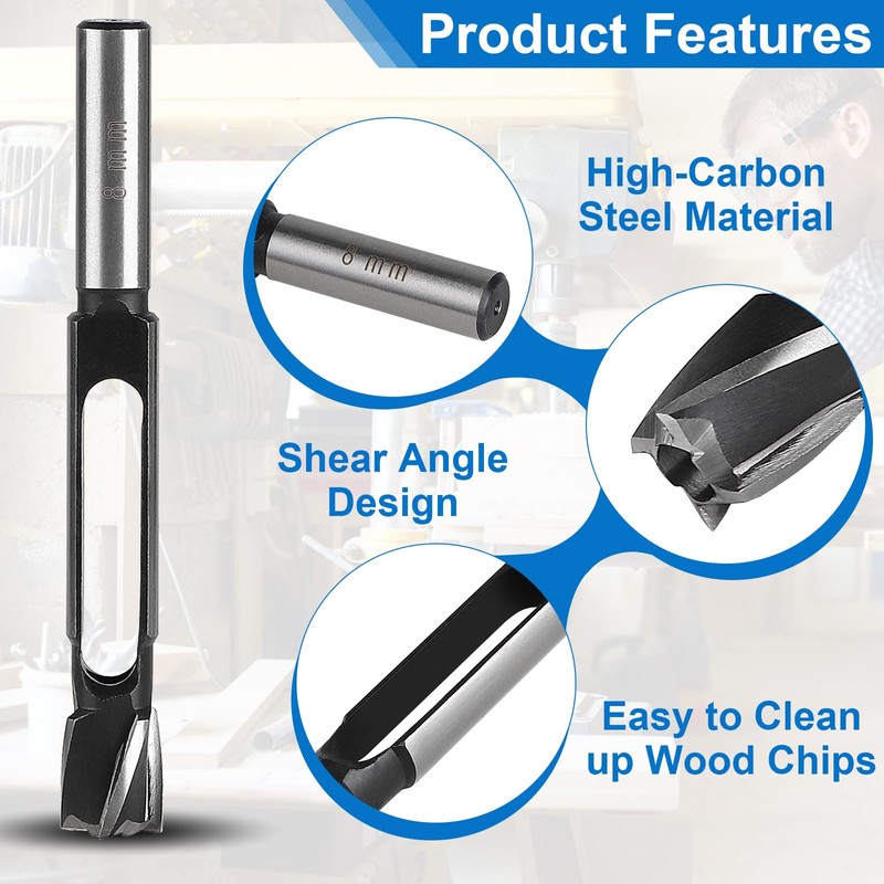 SWAWIS Dowel Tenon Drill Diameter 8 mm, High Carbon Tenon