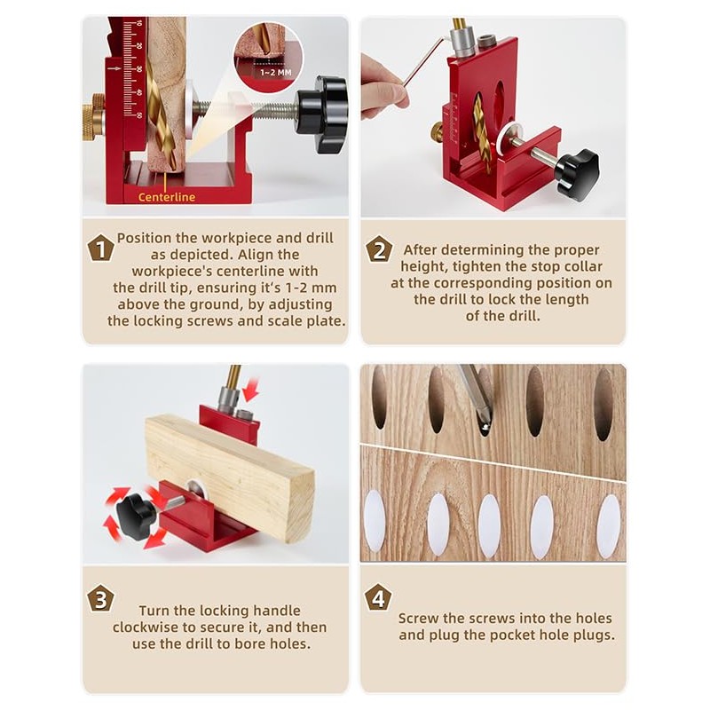 3-in-1 Pocket Hole Jig Kit for Woodworking: Accurate Angled Carpentry