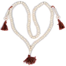 BUDDHAFIGUREN Mala Beads Buddhist Praying Chain White Yak Horn 8 mm