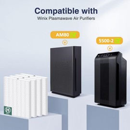 116130 True HEPA Replacement Filter H Compatible with Winix 5500-2/ AM80 Air Purifi-ers, H13 Grade True HEPA Filter for Dust Pollen Hair Pet Dander Smoke, 4 Pack(White)