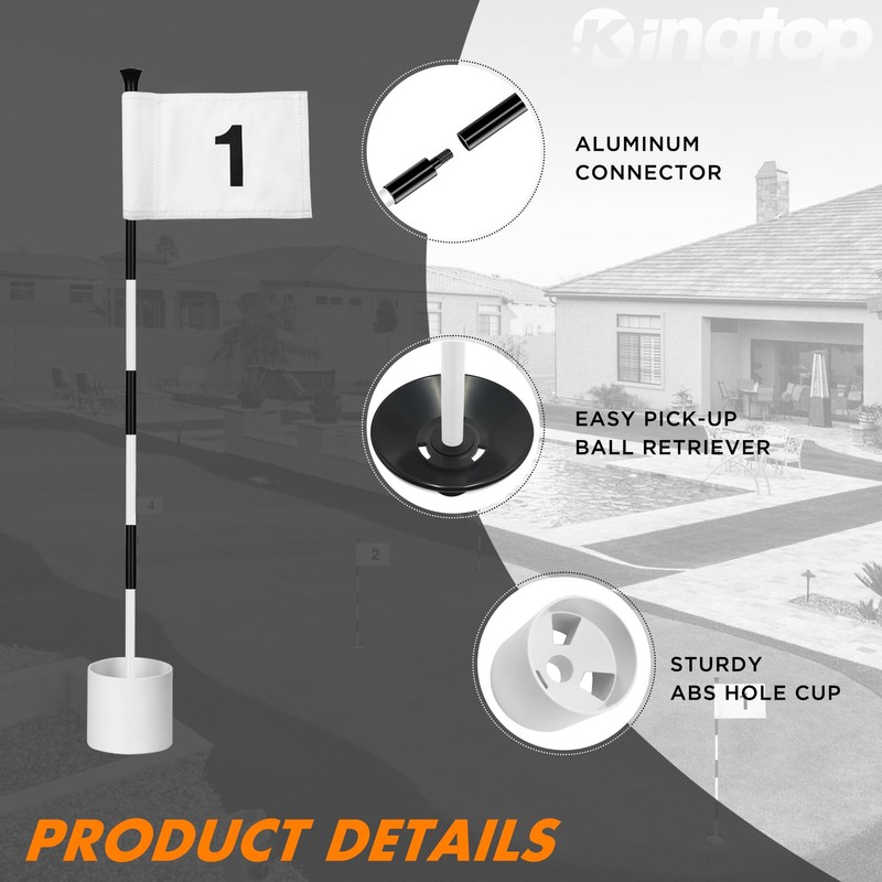KINGTOP Mini Golf Flagstick for Backyard Practice Putting Green, Golf