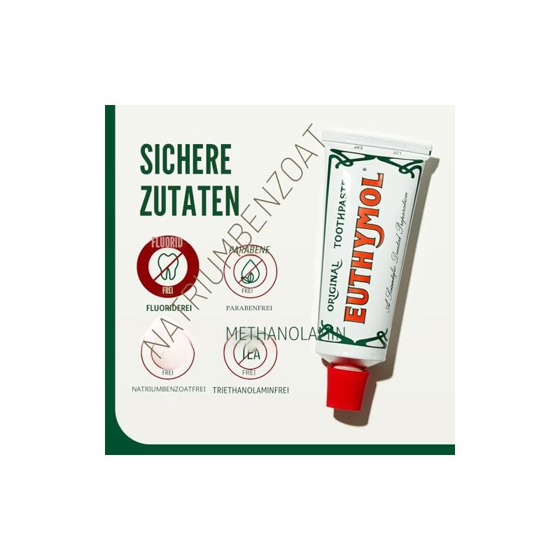 Euthymol Original Toothpaste 75 ml x 6, Antiplaque, Antibacterial, Caries