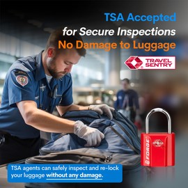 Forge Small TSA Approved Luggage Locks: Ultra Secure Dimple Key Travel Locks Alloy Body, for Luggage, Travel Cases, Backpacks, Red 4 Pack.