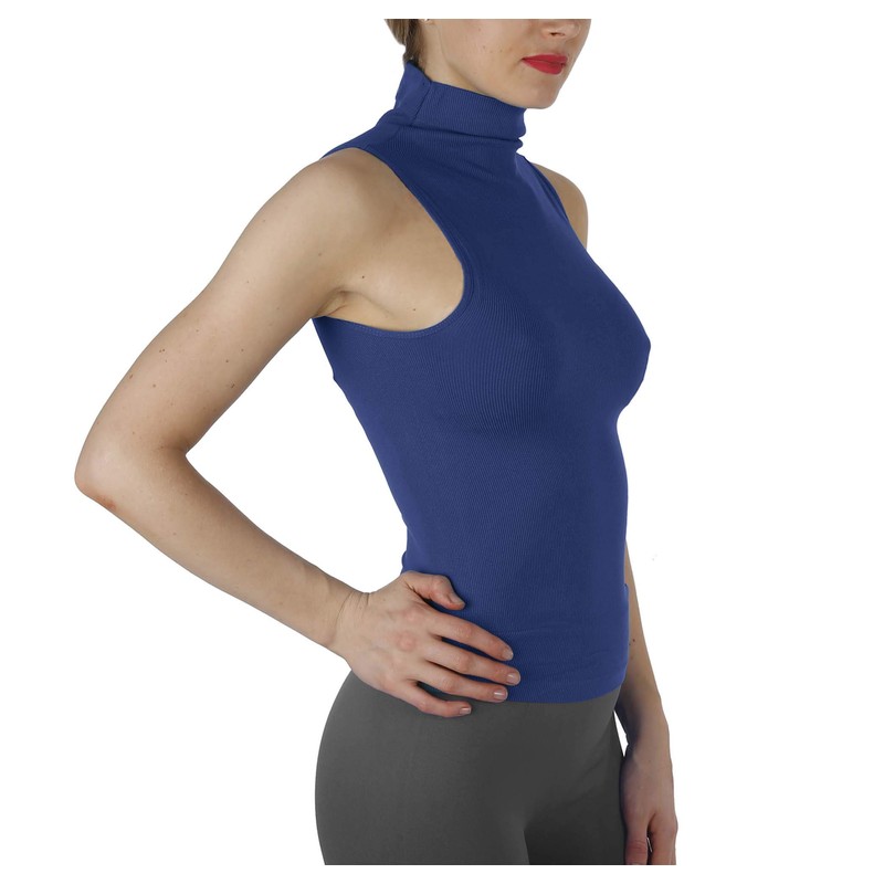 Seamless Ribbed Sleeveless Mock Neck Turtleneck Shaping Tank Top Hot