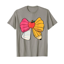 Girly Coquette Bow Pencil Teacher Student Back To School T-Shirt
