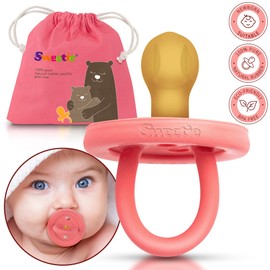 SWEETIE Rubber Pink Pacifier Natural Rubber Pacifier Rounded (0-6 Month, Pink)