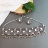 I Jewels Oxidised Silver Plated Afghani Choker Necklace Jewellery Set