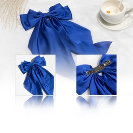 Royal Blue Hair Bow,Large Silk Satin Bows for Girls Hair,Royal Blue Bows for Women 1 Pcs