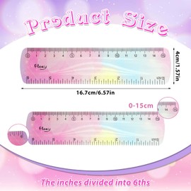 Mabor 2 Pcs Flexible Ruler, Small Ruler 6 inch/15cm-Draw Lines along Irregular Surface,Cute Ruler for Journaling Bendable Ruler Colorful Pocket Ruler Clear Ruler Drafting Tools & Drafting Kits