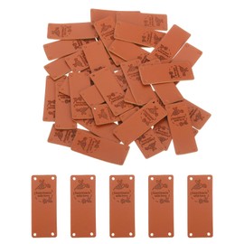 QUARKZMAN Pack of 50 Handmade Leather Labels for Sewing Handmade Label PU Leather Handmade Embossed Label for Decorating DIY Sewing Crafts, 50 x 20 mm, Bees