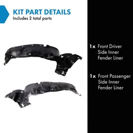 TRQ TRQ Front Inner Fender Liner Set Compatible with 2006-2007 Honda Pilot HO1250108 HO1251108