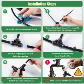 Garden Irrigation System 65FT with 20Pcs Adjustable Copper Nozzles