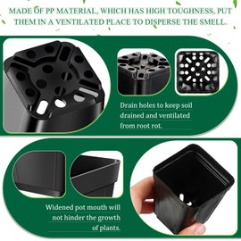 500 Pack 2 Inch Plastic Seedling Pots Small Square Nursery Planters Flower Nursery Pots Planting Pots Plastic Plant Pot Plastic Planters for Outdoor Indoor Flower, Succulent, Starting Seedlings, Black