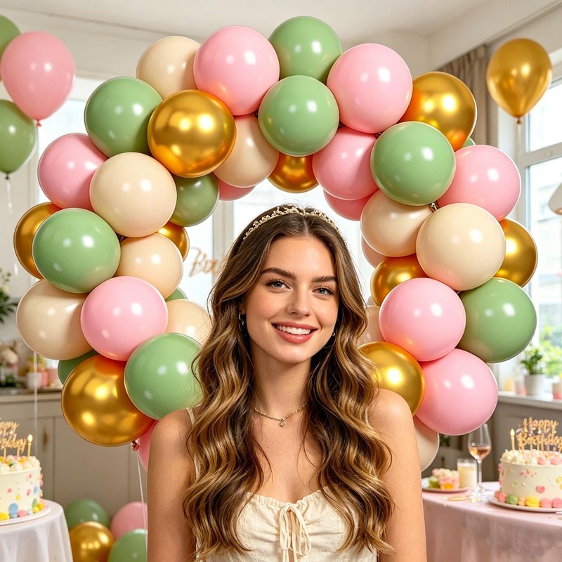 12inch Pink White Gold Green Balloons for Wedding Baby Shower