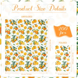 Funrous Orange Napkins Citrus Napkin Summer Guest Paper Napkins with Oranges Disposable luncheon Dinner Orange Napkin for Table Restroom Bathroom Wedding Shower Orange Fruit Party Supplies (200 Pcs)