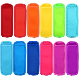 HaiMay - 12 soportes reutilizables para paletas de helado, fundas anticongelantes, color puro