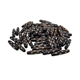 Buffalo Bone Hairpipe Beads Batik Print African Beads for Jewelry Making (1in - Brown/White/Spotted)
