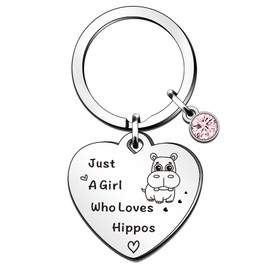 QMVMV Funny Hippopotamus Keyring Gifts Animal Lover Gift Just A Girl Who Loves Hippos Hippo Lover Gift For Women Girls, Who Loves Hippos Keyring