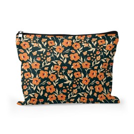 Cafl - Bolsa de maquillaje para viajes, artículos esenciales para organizar joyas, bolsa de cosméticos para el cuidado de la piel, bolsa de aseo con cierre, 10 x 8 pulgadas, Flores silvestres23, Flores silvestres amarillas