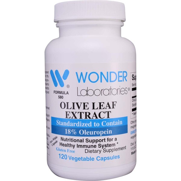 Wonder Labs Olive Leaf Extract, Standardized to Contain 18% Oleuropein, Immune Health Support, 120 Capsules