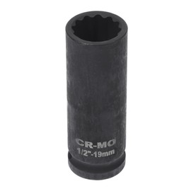HEROFFIX 1 Pcs Impact Socket Durable Hardware Tool 78mm Black High Carbon Steel 12 Point 19mm for Car Motorcycle Dirtbike Repair 1/2 Inch Drive