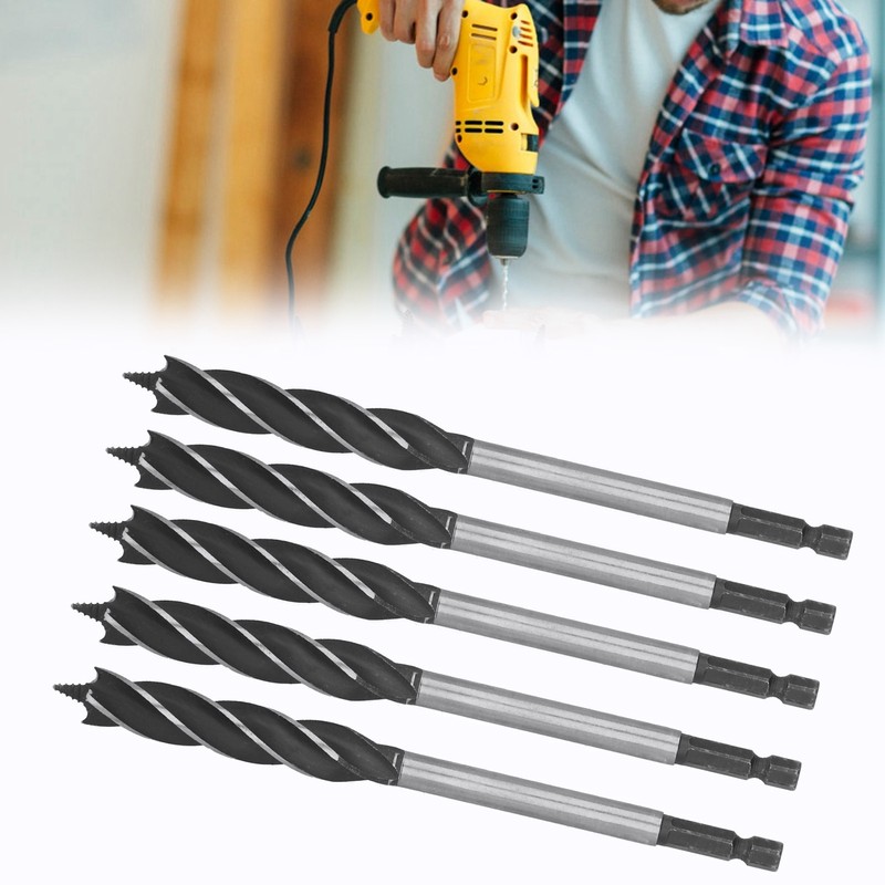 5Pcs Woodworking Drill Bit Metal Hole Saw Auger Bit 4-Fulte