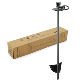 Supet Dog Tie Out Stake, 360° Swivel Heavy Duty Anchor for Backyard Beach Camping Outdoor, Easy Install for Large Dogs Up to 200Lbs (Black)
