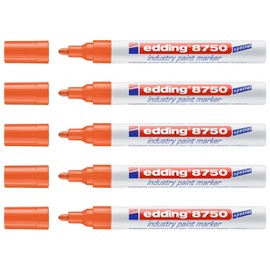 Edding Pack of 5 8750 Markers Special for Industrial Orange 2-4mm