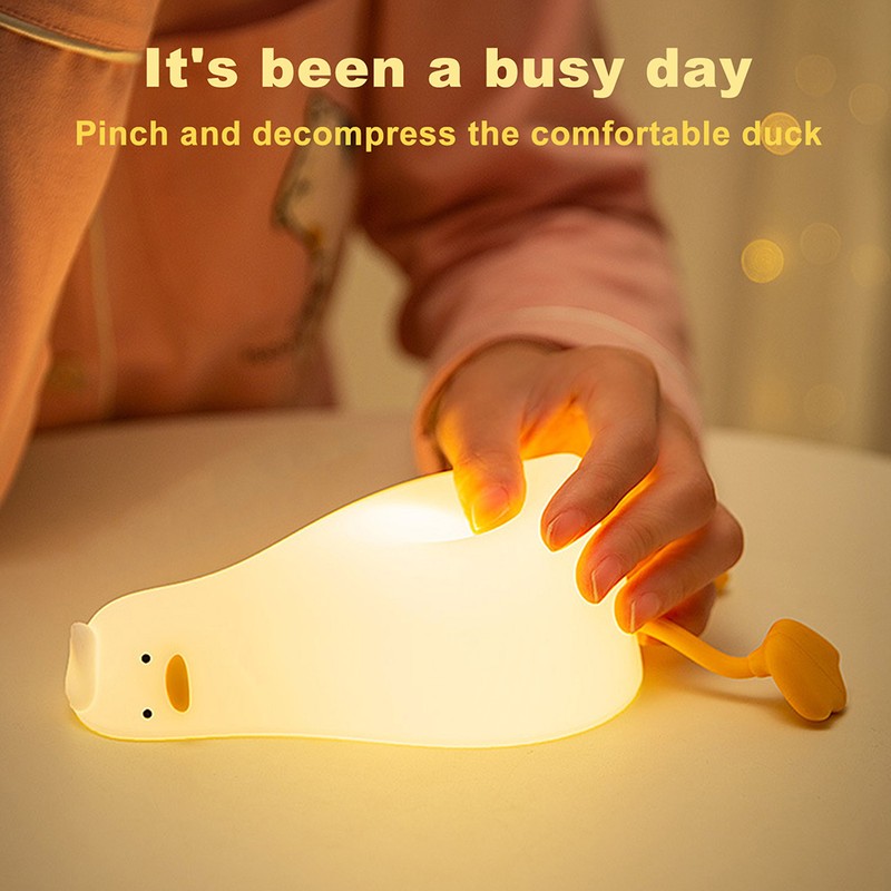 Lying Flat Duck Night Light Cute LED Duck Lamp Silicone