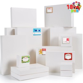 JOYIN 18 pcs Assorted Sizes Shirt White Box with 16 pcs Gift Tag Stickers for Christmas, Holidays, Father’s Day, Birthday