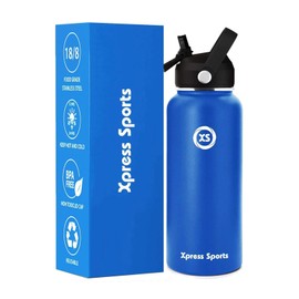 Sports Water Bottle - 32 Oz Insulated Stainless Steel with Straw Lid - BPA Free - Ideal for Gym and Outdoor Activities - Keeps Hot & Cold - Designed for Men, Women & Kids