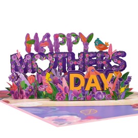 Mother’s Day 3D Pop-Up Card – Happy Mother’s Day Card with Floral Garden Design – Intricate Flowers, Tulips, Roses & Daisy Details – Elegant Greeting Card for Mom, Wife, Grandma – Includes Envelope