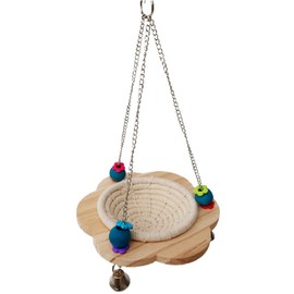 Wuzdy Papageienvogelnest,Vögel Schaukel Spielzeug,Papagei Hängen Schaukel Kauspielzeug,Natürliche Baumwolle Seil Vogel hängenden Nest,mit 3 Metallglocken,für Vogelpapagei,Nest,Handgewebtes Vogelnest