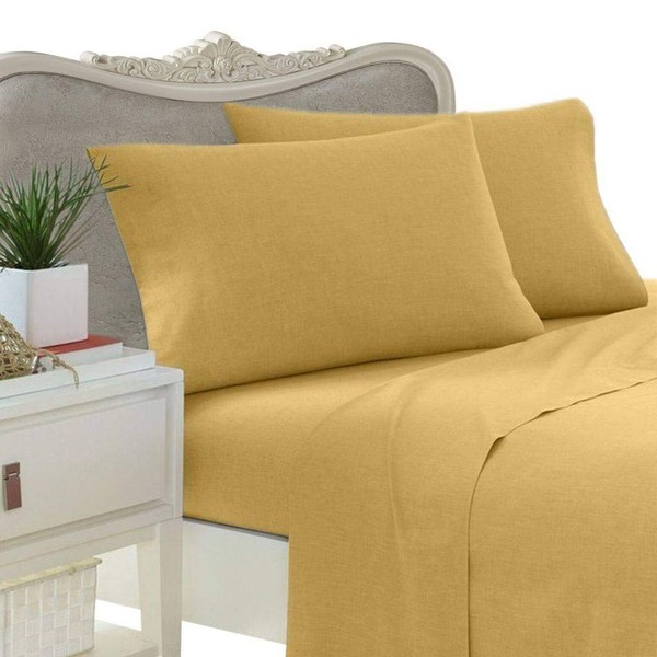 SEVEN (7) Piece QUEEN Size Set, YELLOW Solid / Plain,