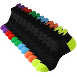 JOYNÉE Mens Ankle Athletic Running Tab Socks for Men 6 Pairs Low Cut Sports Workout Socks,Black,Sock Size 10-13