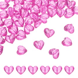 sourcing map 50pcs Acrylic Heart Beads 19x17mm Heart Shape Craft Loose Beads Crystals Gems with Hole for Decoration Making Bracelet Necklace Jewelry Making, Hot Pink
