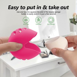 TIKIUKI Makeup Sponge Holder,Travel Make up Sponges Organizer,Silicone Shatterproof Make Up Sponge Case,Breathable makeup sponge case, suitable for business or travel（Rosepink）