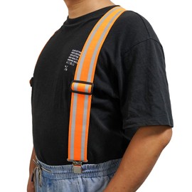 KUNN Safety Reflective Suspender Safety High Visibility Men Work Suspender,Orange