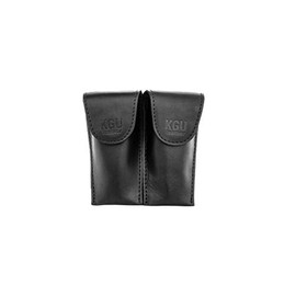 Trumpet Mouthpiece Pouch KGUBrass Leather Crazy Horse Brown. Handmade (DOUBLE, Black)