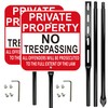 Private Property No Trespassing Sign with 54 Inch Black Metal