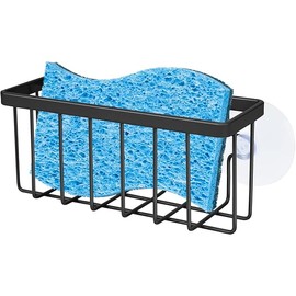 Sponge Holder for Kitchen Sink Suction,Kitchen Sink Sponge Holder,Sink Caddy, Soap Holder,Bathroom,Scrubbers (Black)