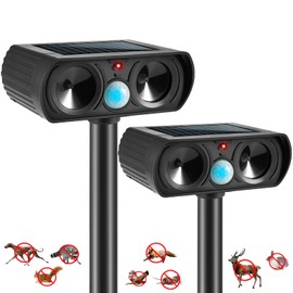 2025 2PACK Raccoon Repellent Device Ultrasonic Animal Repellent Outdoor Solar Animal Repeller with Motion Detection Waterproof Cat Deterrent Outdoor to Scare Rabbit Squirrel Skunk Fox Deer