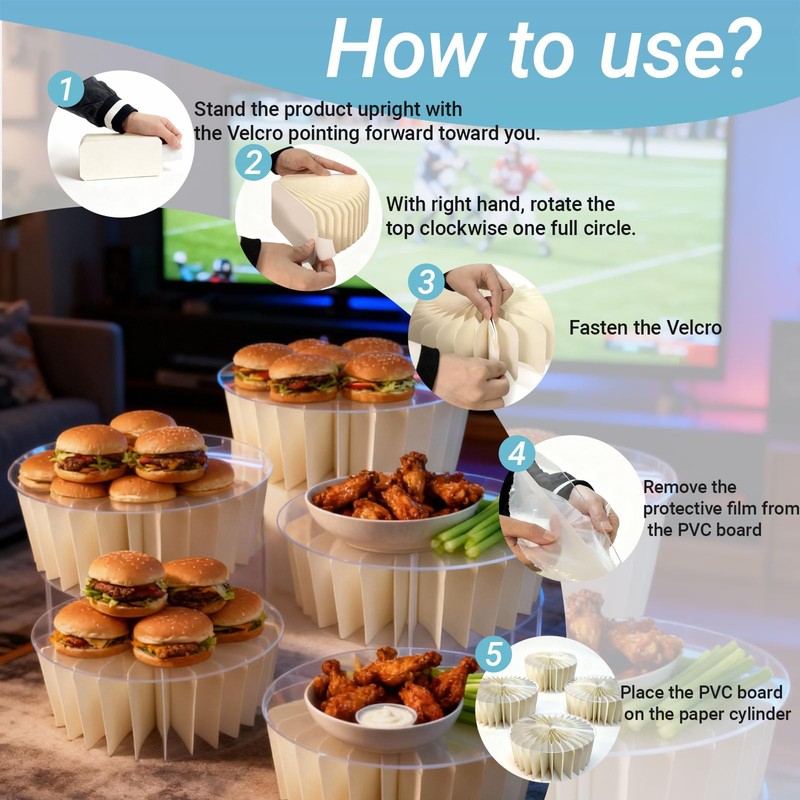 6Pcs Foldable Buffet Risers, Food Risers Display Stands For Party