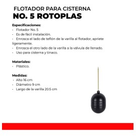 Rotoplas Flotador Llenado De Cisterna Tinaco No.5 Resistente Rotoplas