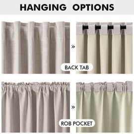 MIULEE 100% Blackout Linen Curtains for Bedroom, Ivory Solid Luxury Decor Thermal Insulation Room Darkening Draps for Living Room Nursery Back Tab Rod Pocket 42 x 72 Inches, 2 Panels