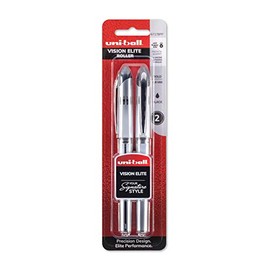 uni-ball Vision Elite Rollerball Pens, Bold Point (0.8mm), Black, 2 Count