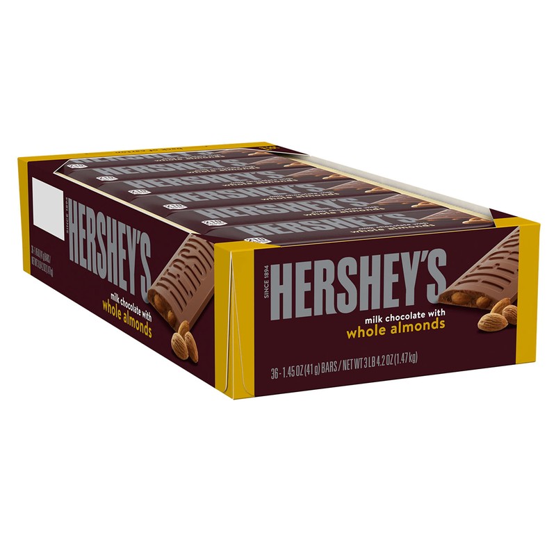 HERSHEY'S Milk Chocolate with Whole Almonds Candy Bars, 1.45 oz